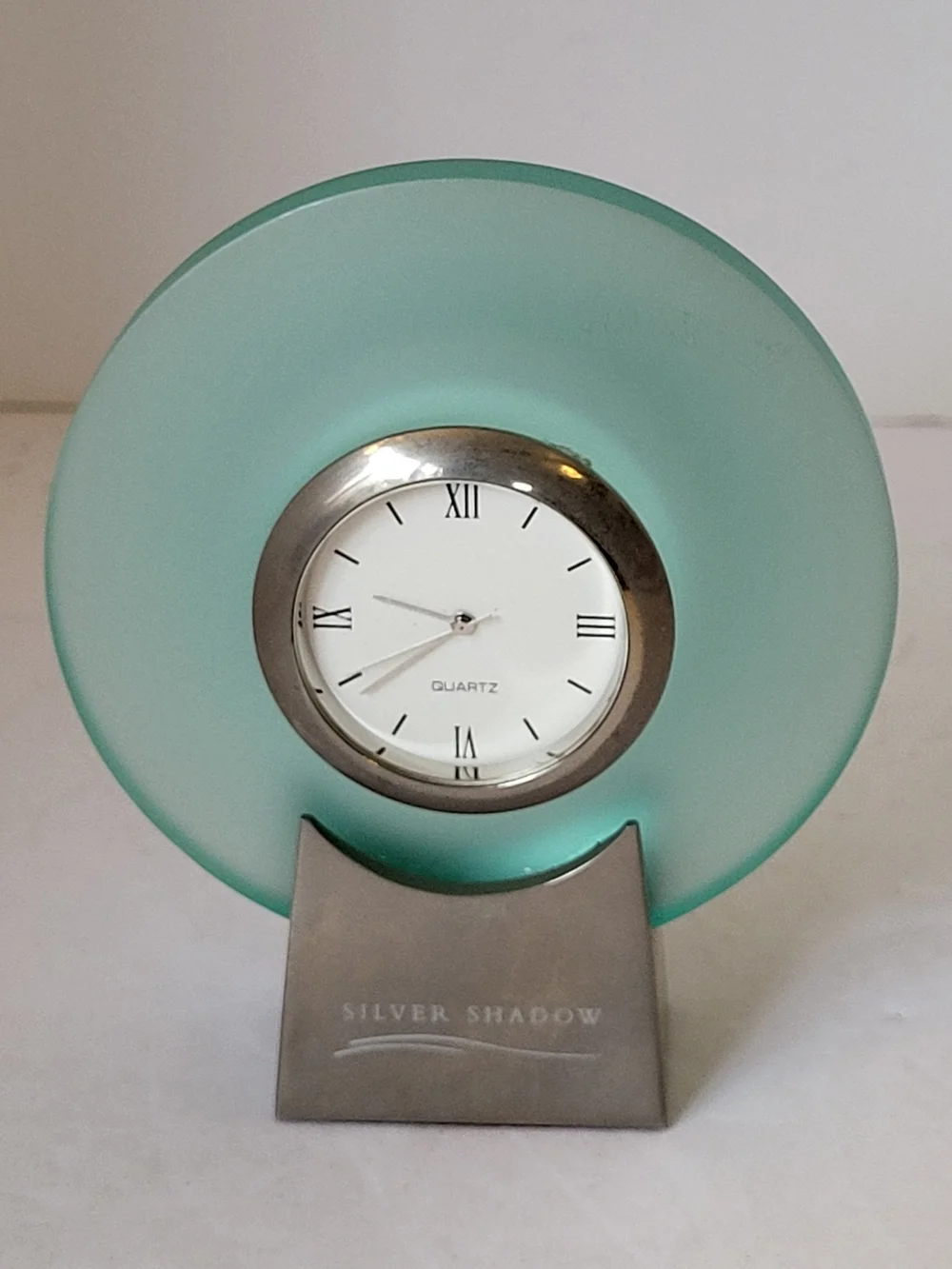 Silver Shadow Seaglass Art Deco Style  Desk Clock - Quartz